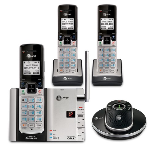 3 handset Connect to Cell™ answering system with cordless accessory speakerphone - view 1